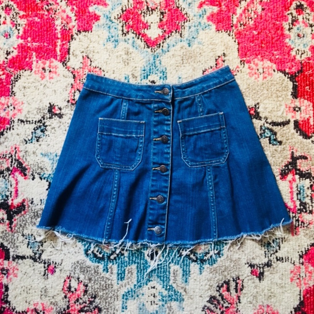 Button Down Denim Skirt